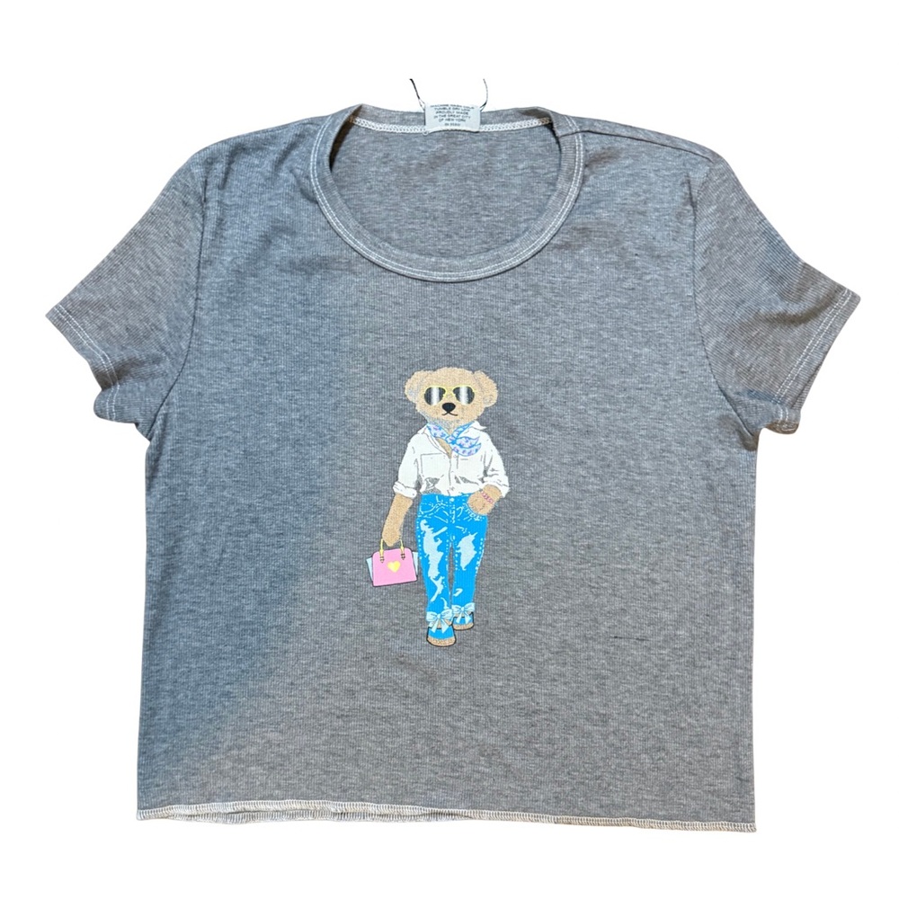 Firehouse Grey Ribbed Glam Bear t-shirt NWOT Girls size Large